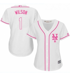 Womens Majestic New York Mets 1 Mookie Wilson Replica White Fashion Cool Base MLB Jersey Womens Majestic New York Mets 1 Mookie Wilson Replica White Fashion Cool Base MLB Jersey