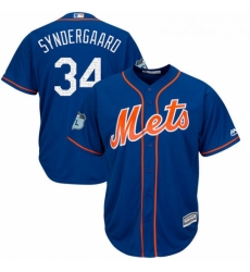 Youth Majestic New York Mets 34 Noah Syndergaard Authentic Royal Blue 2017 Spring Training Cool Base MLB Jersey