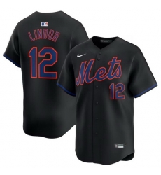 Youth New York Mets 12 Francisco Lindor Black Alternate Limited Stitched Baseball Jersey