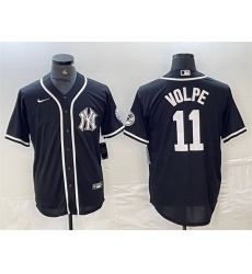 Men New York Yankees 11 Anthony Volpe Black Cool Base Stitched Baseball Jersey 4 Men New York Yankees 11 Anthony Volpe Black Cool Base Stitched Baseball Jersey 4