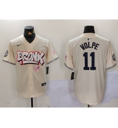 Men New York Yankees 11 Anthony Volpe Cream The Bronx Graffiti V2 Vapor Limited Stitched Baseball Jersey 1