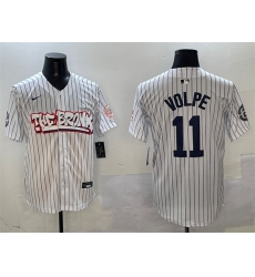 Men New York Yankees 11 Anthony Volpe White Bronx Graffiti Vapor Limited Stitched Baseball Jersey