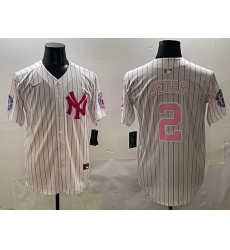 Men New York Yankees 2 Derek Jeter Pink With Patch Limited Stitched Baseball Jersey