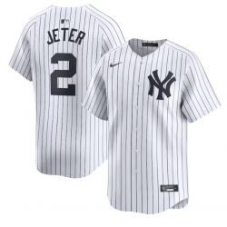 Men New York Yankees 2 Derek Jeter White Cool Base Stitched Baseball Jersey
