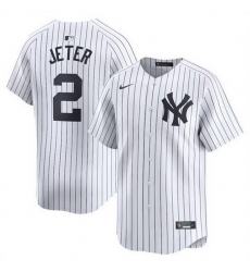 Men New York Yankees 2 Derek Jeter White Home Limited Stitched Baseball Jersey Men New York Yankees 2 Derek Jeter White Home Limited Stitched Baseball Jersey