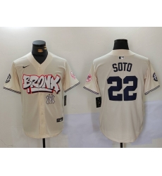 Men New York Yankees 22 Juan Soto Cream The Bronx Graffiti V2 Vapor Limited Stitched Baseball Jersey 3 Men New York Yankees 22 Juan Soto Cream The Bronx Graffiti V2 Vapor Limited Stitched Baseball Jersey 3