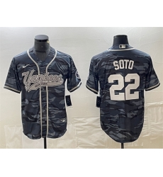 Men New York Yankees 22 Juan Soto Gray Camo Cool Base Stitched Baseball Jersey Men New York Yankees 22 Juan Soto Gray Camo Cool Base Stitched Baseball Jersey