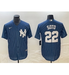 Men New York Yankees 22 Juan Soto Navy Cool Base Stitched Baseball Jersey Men New York Yankees 22 Juan Soto Navy Cool Base Stitched Baseball Jersey