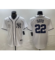 Men New York Yankees 22 Juan Soto White Cool Base Stitched Baseball Jersey 1 Men New York Yankees 22 Juan Soto White Cool Base Stitched Baseball Jersey 1