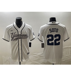 Men New York Yankees 22 Juan Soto White Cool Base Stitched Baseball Jersey II Men New York Yankees 22 Juan Soto White Cool Base Stitched Baseball Jersey II