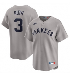 Men New York Yankees 3 Babe Ruth Gray Cooperstown Collection Limited Stitched Baseball Jersey Men New York Yankees 3 Babe Ruth Gray Cooperstown Collection Limited Stitched Baseball Jersey