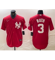 Men New York Yankees 3 Babe Ruth Red Cool Base Stitched Baseball Jersey Men New York Yankees 3 Babe Ruth Red Cool Base Stitched Baseball Jersey