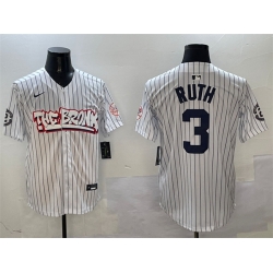 Men New York Yankees 3 Babe Ruth White Bronx Graffiti Vapor Limited Stitched Baseball Jersey