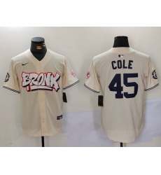Men New York Yankees 45 Gerrit ColeCream The Bronx Graffiti V2 Vapor Limited Stitched Baseball Jersey 5 Men New York Yankees 45 Gerrit ColeCream The Bronx Graffiti V2 Vapor Limited Stitched Baseball Jersey 5