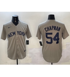 Men New York Yankees 54 Aroldis Chapman Grey Cool Base Stitched Baseball Jersey Men New York Yankees 54 Aroldis Chapman Grey Cool Base Stitched Baseball Jersey