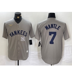 Men New York Yankees 7 Mickey Mantle Grey Cool Base Stitched Baseball Jersey 1 Men New York Yankees 7 Mickey Mantle Grey Cool Base Stitched Baseball Jersey 1