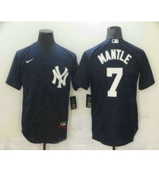 Men New York Yankees 7 Mickey Mantle Navy Blue Stitched MLB Nike Cool Base Jersey Men New York Yankees 7 Mickey Mantle Navy Blue Stitched MLB Nike Cool Base Jersey