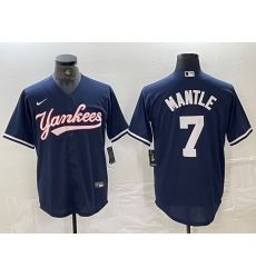 Men New York Yankees 7 Mickey Mantle Navy Cool Base Stitched Baseball Jersey Men New York Yankees 7 Mickey Mantle Navy Cool Base Stitched Baseball Jersey