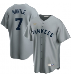 Men New York Yankees 7 Mickey Mantle Nike Road Cooperstown Collection Player MLB Jersey Gray Men New York Yankees 7 Mickey Mantle Nike Road Cooperstown Collection Player MLB Jersey Gray