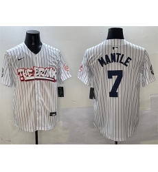 Men New York Yankees 7 Mickey Mantle White Bronx Graffiti Vapor Limited Stitched Baseball Jersey