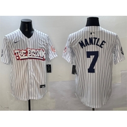 Men New York Yankees 7 Mickey Mantle White Bronx Graffiti Vapor Limited Stitched Baseball Jersey