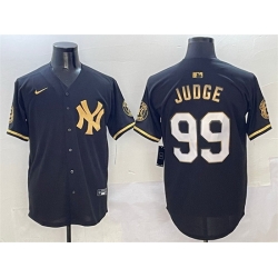 Men New York Yankees 99 Aaron Judge Black Gold With Patch Limited Stitched Baseball Jersey