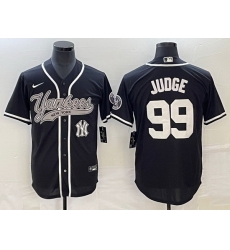 Men New York Yankees 99 Aaron Judge Black With Patch Cool Base Stitched Baseball Jersey Men New York Yankees 99 Aaron Judge Black With Patch Cool Base Stitched Baseball Jersey