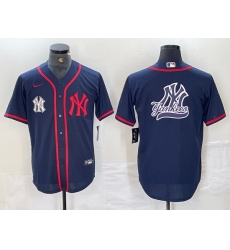 Men New York Yankees Big LOGO Navy Cool Base Stitched Baseball Jersey 22 Men New York Yankees Big LOGO Navy Cool Base Stitched Baseball Jersey 22