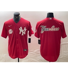 Men New York Yankees Big Logo Red Cool Base Stitched Baseball Jersey 8 Men New York Yankees Big Logo Red Cool Base Stitched Baseball Jersey 8