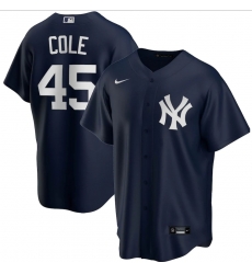 Men Nike New York Yankees 45 Gerrit Cole Navy Road Stitched Baseball Jersey Men Nike New York Yankees 45 Gerrit Cole Navy Road Stitched Baseball Jersey