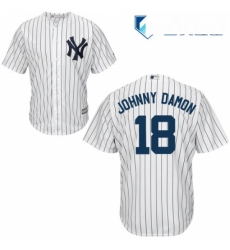 Mens Majestic New York Yankees 18 Johnny Damon Replica White Home MLB Jersey Mens Majestic New York Yankees 18 Johnny Damon Replica White Home MLB Jersey