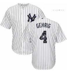 Mens Majestic New York Yankees 4 Lou Gehrig Authentic White Team Logo Fashion MLB Jersey Mens Majestic New York Yankees 4 Lou Gehrig Authentic White Team Logo Fashion MLB Jersey