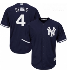 Mens Majestic New York Yankees 4 Lou Gehrig Replica Navy Blue Alternate MLB Jersey Mens Majestic New York Yankees 4 Lou Gehrig Replica Navy Blue Alternate MLB Jersey