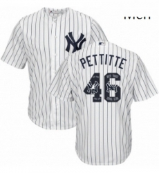 Mens Majestic New York Yankees 46 Andy Pettitte Authentic White Team Logo Fashion MLB Jersey Mens Majestic New York Yankees 46 Andy Pettitte Authentic White Team Logo Fashion MLB Jersey