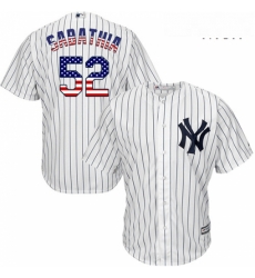 Mens Majestic New York Yankees 52 CC Sabathia Replica White USA Flag Fashion MLB Jersey Mens Majestic New York Yankees 52 CC Sabathia Replica White USA Flag Fashion MLB Jersey