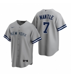 Mens Nike New York Yankees 7 Mickey Mantle Gray Road Stitched Baseball Jerse Mens Nike New York Yankees 7 Mickey Mantle Gray Road Stitched Baseball Jerse