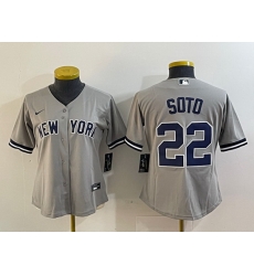 Women New York Yankees 22 Juan Soto Grey Cool Base Stitched Jersey 28Run Small 29 Women New York Yankees 22 Juan Soto Grey Cool Base Stitched Jersey 28Run Small 29