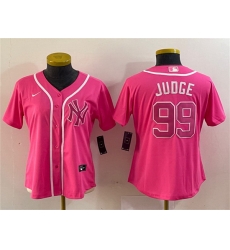 Women New York Yankees 99 Aaron Judge Pink Stitched Jersey Women New York Yankees 99 Aaron Judge Pink Stitched Jersey
