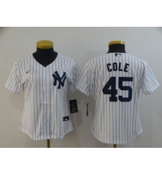 Women Yankees 45 Gerrit Cole White Women 2020 Nike Cool Base Jersey Women Yankees 45 Gerrit Cole White Women 2020 Nike Cool Base Jersey