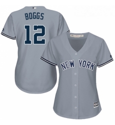 Womens Majestic New York Yankees 12 Wade Boggs Authentic Grey Road MLB Jersey Womens Majestic New York Yankees 12 Wade Boggs Authentic Grey Road MLB Jersey