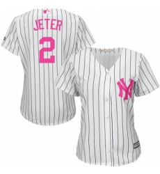 Womens Majestic New York Yankees 2 Derek Jeter Authentic White Mothers Day Cool Base MLB Jersey Womens Majestic New York Yankees 2 Derek Jeter Authentic White Mothers Day Cool Base MLB Jersey