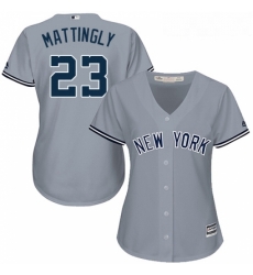 Womens Majestic New York Yankees 23 Don Mattingly Replica Grey Road MLB Jersey Womens Majestic New York Yankees 23 Don Mattingly Replica Grey Road MLB Jersey
