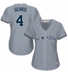 Womens Majestic New York Yankees 4 Lou Gehrig Authentic Grey Road MLB Jersey Womens Majestic New York Yankees 4 Lou Gehrig Authentic Grey Road MLB Jersey