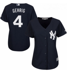 Womens Majestic New York Yankees 4 Lou Gehrig Replica Navy Blue Alternate MLB Jersey Womens Majestic New York Yankees 4 Lou Gehrig Replica Navy Blue Alternate MLB Jersey