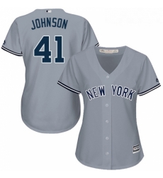 Womens Majestic New York Yankees 41 Randy Johnson Authentic Grey Road MLB Jersey Womens Majestic New York Yankees 41 Randy Johnson Authentic Grey Road MLB Jersey