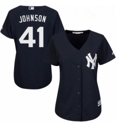 Womens Majestic New York Yankees 41 Randy Johnson Replica Navy Blue Alternate MLB Jersey Womens Majestic New York Yankees 41 Randy Johnson Replica Navy Blue Alternate MLB Jersey