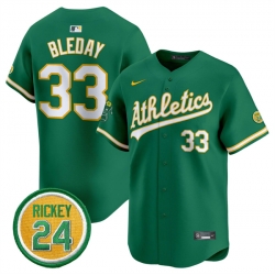Men Oakland Athletics 33 JJ Bleday Green 2024 Limited With Rickey Henderson Patch Stitched Jersey