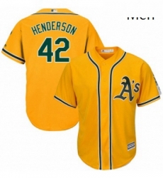 Mens Majestic Oakland Athletics 42 Dave Henderson Replica Gold Alternate 2 Cool Base MLB Jersey Mens Majestic Oakland Athletics 42 Dave Henderson Replica Gold Alternate 2 Cool Base MLB Jersey