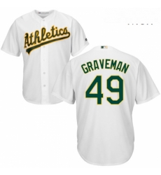 Mens Majestic Oakland Athletics 49 Kendall Graveman Replica White Home Cool Base MLB Jersey Mens Majestic Oakland Athletics 49 Kendall Graveman Replica White Home Cool Base MLB Jersey
