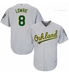 Mens Majestic Oakland Athletics 8 Jed Lowrie Replica Grey Road Cool Base MLB Jersey Mens Majestic Oakland Athletics 8 Jed Lowrie Replica Grey Road Cool Base MLB Jersey